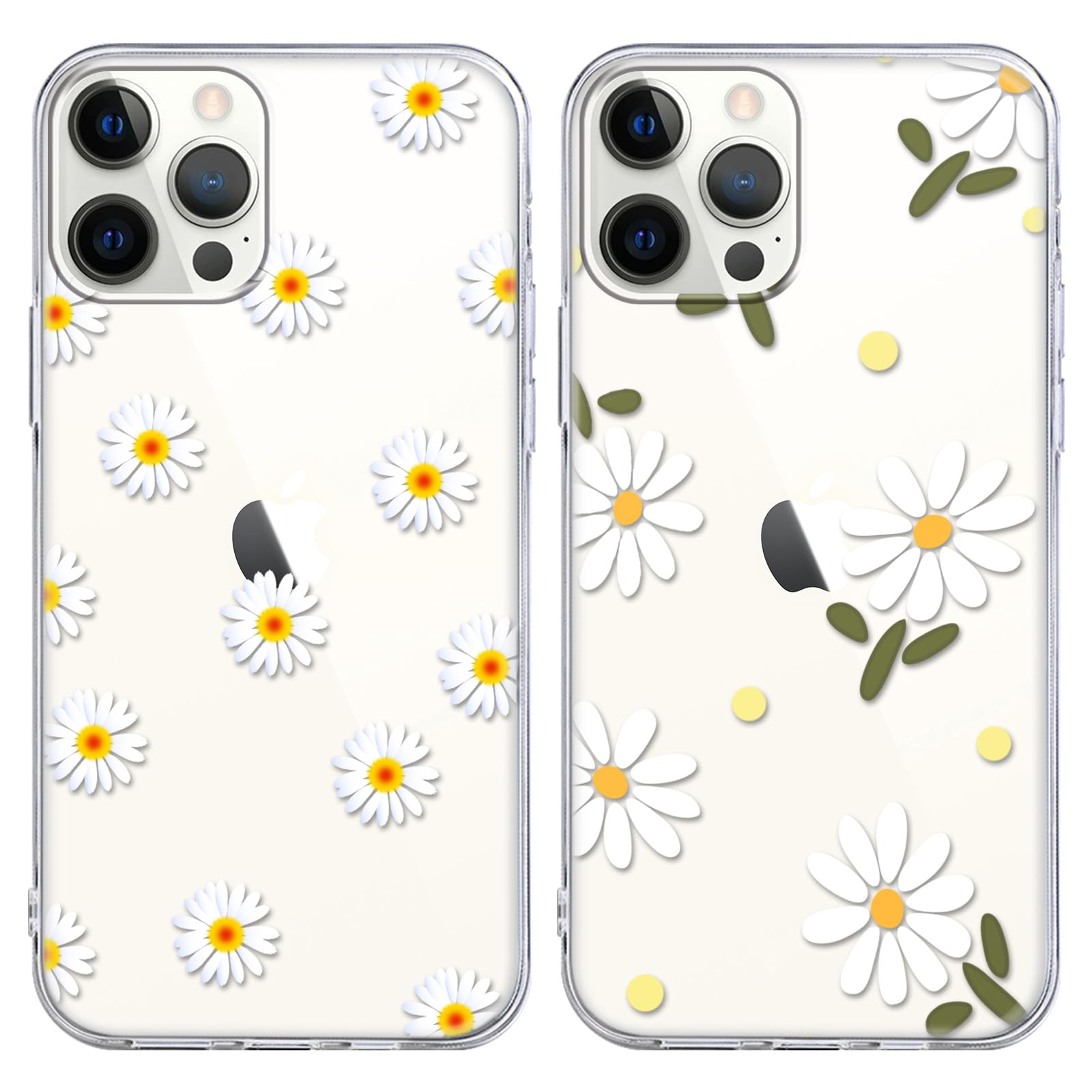 Yoedge 2 × Cover per iPhone 12 Pro Max 6,7" - Custodia Fiori Fiore per Telefono in Trasparente con Aesthetic Motivi Design, Custodie per Cellulare in Silicone per iPhone 12 Pro Max Case Ragazza Donne