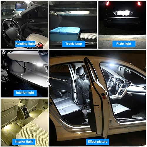 Miniatura 6 de AUCELI Juego de 42 bombillas LED para automóvil, juego de luces interiores para automóvil, súper brillante T10 de 1.220 in, 1.417 in y 1.614 in,