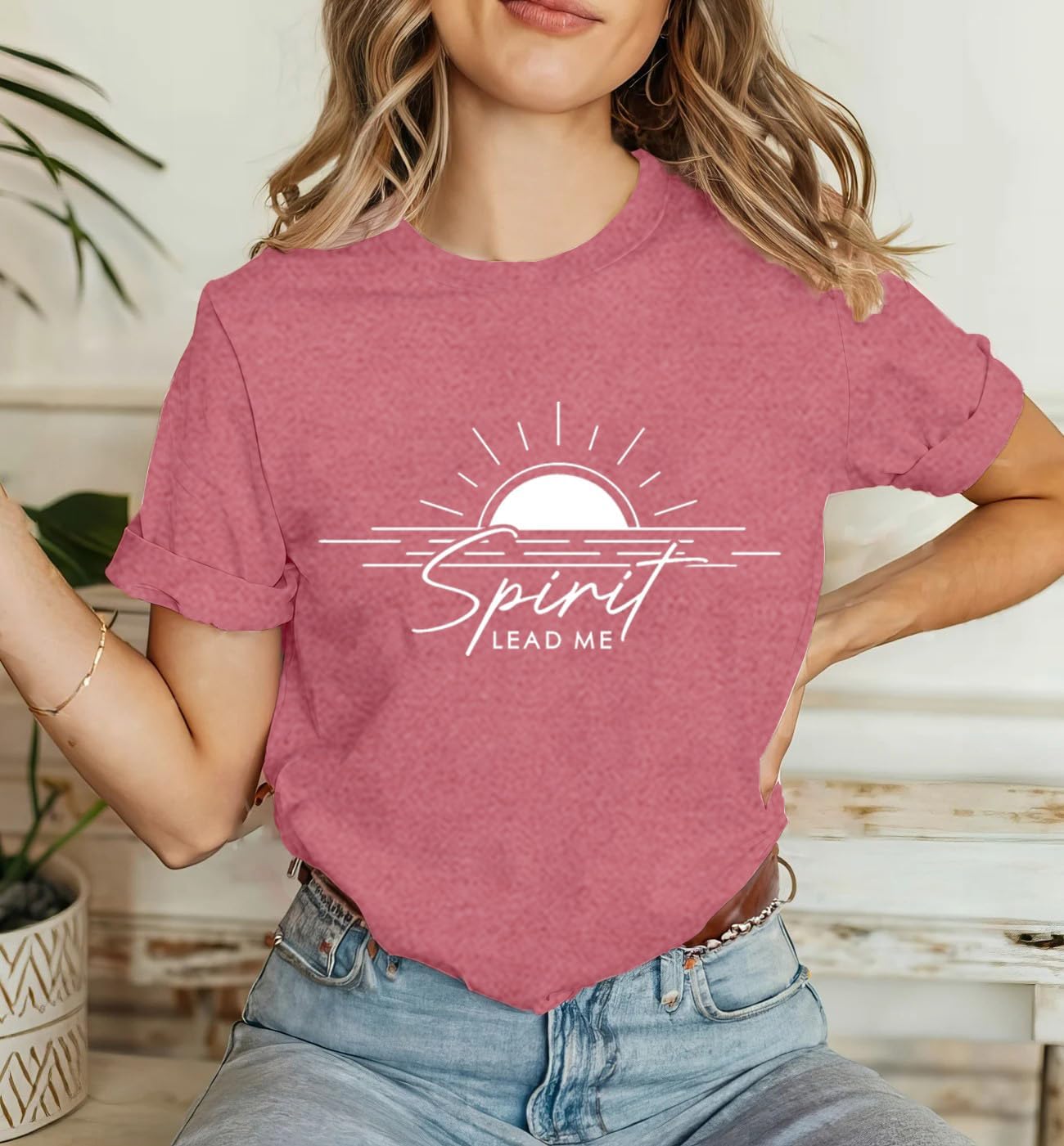 Christian Shirts for Women Bible Verse Blessed T-Shirt Spirit Lead Me Faith Tee Tops - Image 3