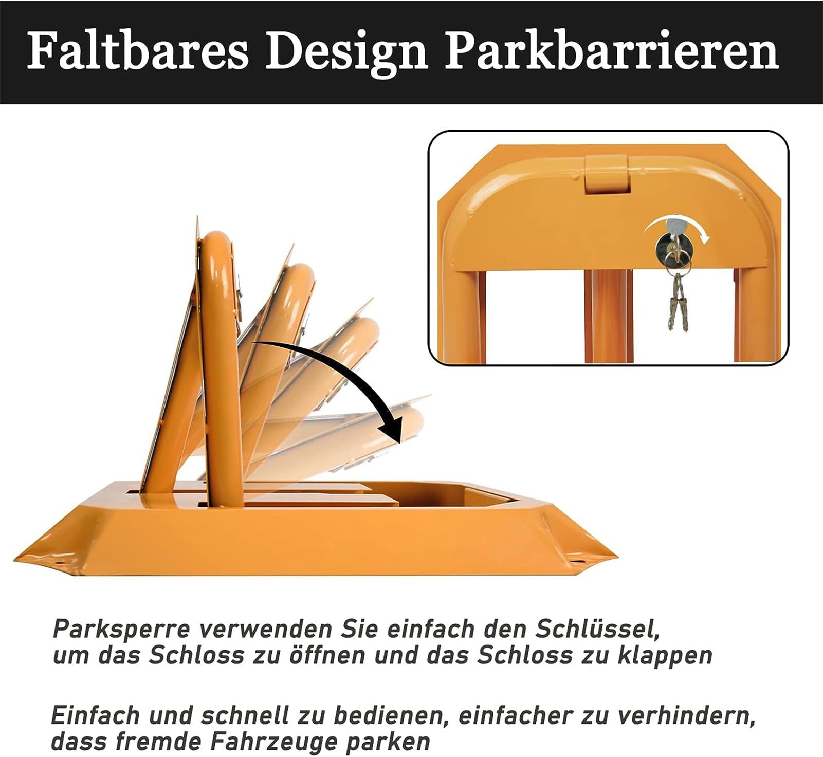 Garde-corps de stationnement – Verrouillage de l'espace de stationnement portable, antirouille et étanche, verrouillable, bloqueur d'allée pliable pour parking privé