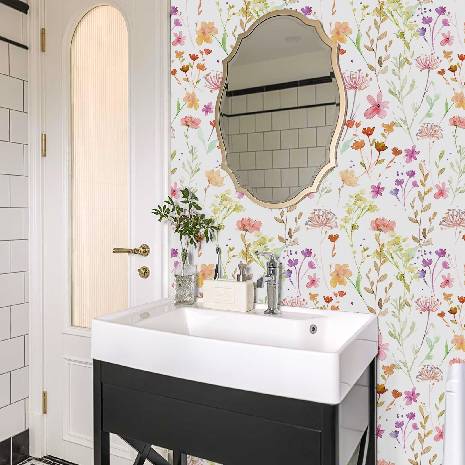 VEELIKE Papel Pintado Flores Rosa Crisantemo 44.5 cm × 900 cm Papel Pintado Pared Dormitorio Niña Murales Decorativos Pared Salon Vinilos para Muebles Cocina Decoracion Habitacion Baño Extraíble