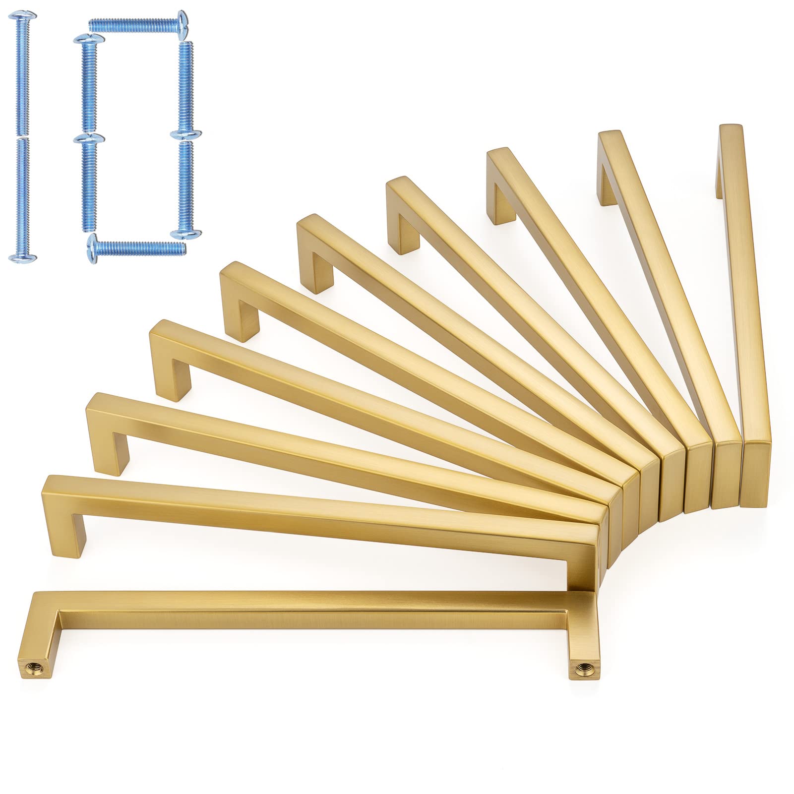 KOOFIZO 10 Pack 6-1/4 in Brushed Gold Cabinet Pulls, Drawer Handles 1816