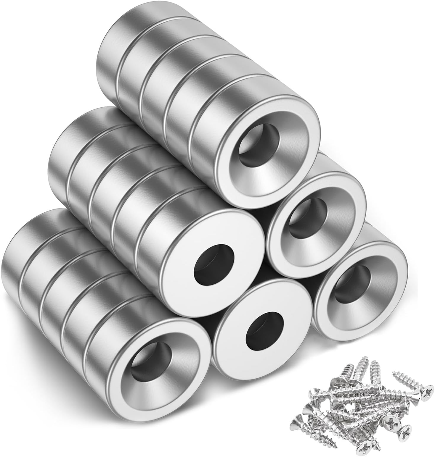 MIN CI 30Pcs Screw Magnet With Hole, Strong Neodymium Magnets for Cabinets, Lockers, Cruise Crafts, Industrial Use - Small Round Permanent Heavy Duty (8x3mm, Hole 3mm)