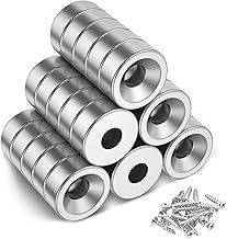MIN CI Powerful Circular Magnets with Countersunk Hole, Neodymium Magnet 8 x 3 mm M3 Small Perforated Magnets Screw Washers Base for Round Refrigerator Pack of 30