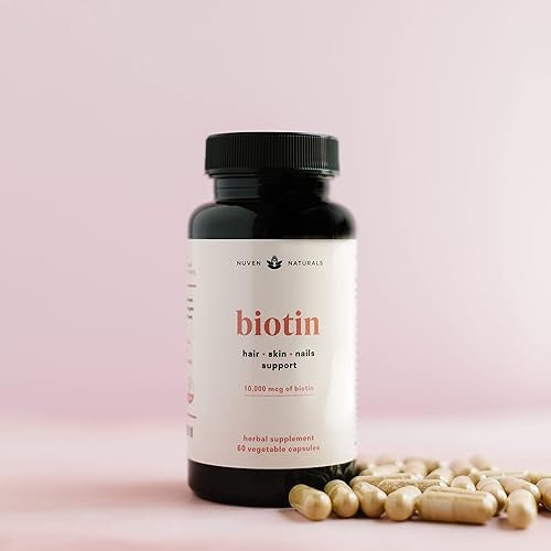 Miniatura 4 de Vitaminas para el cabello – Biotina 10000 mcg con vitamina A, E, C, D y adaptógenos para apoyar el cabello, la piel y las uñas – Suplemento de