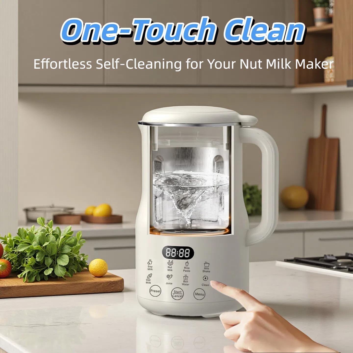 8-in-1 Automatic Nut Milk Maker Blender, 40.6oz Homemade Almond, Oat, Coconut, Soy, Plant-Based & Non-Dairy Milks, Soybean Machine with Delay Start, Keep Warm, Self-Cleaning & Boil Water Functions