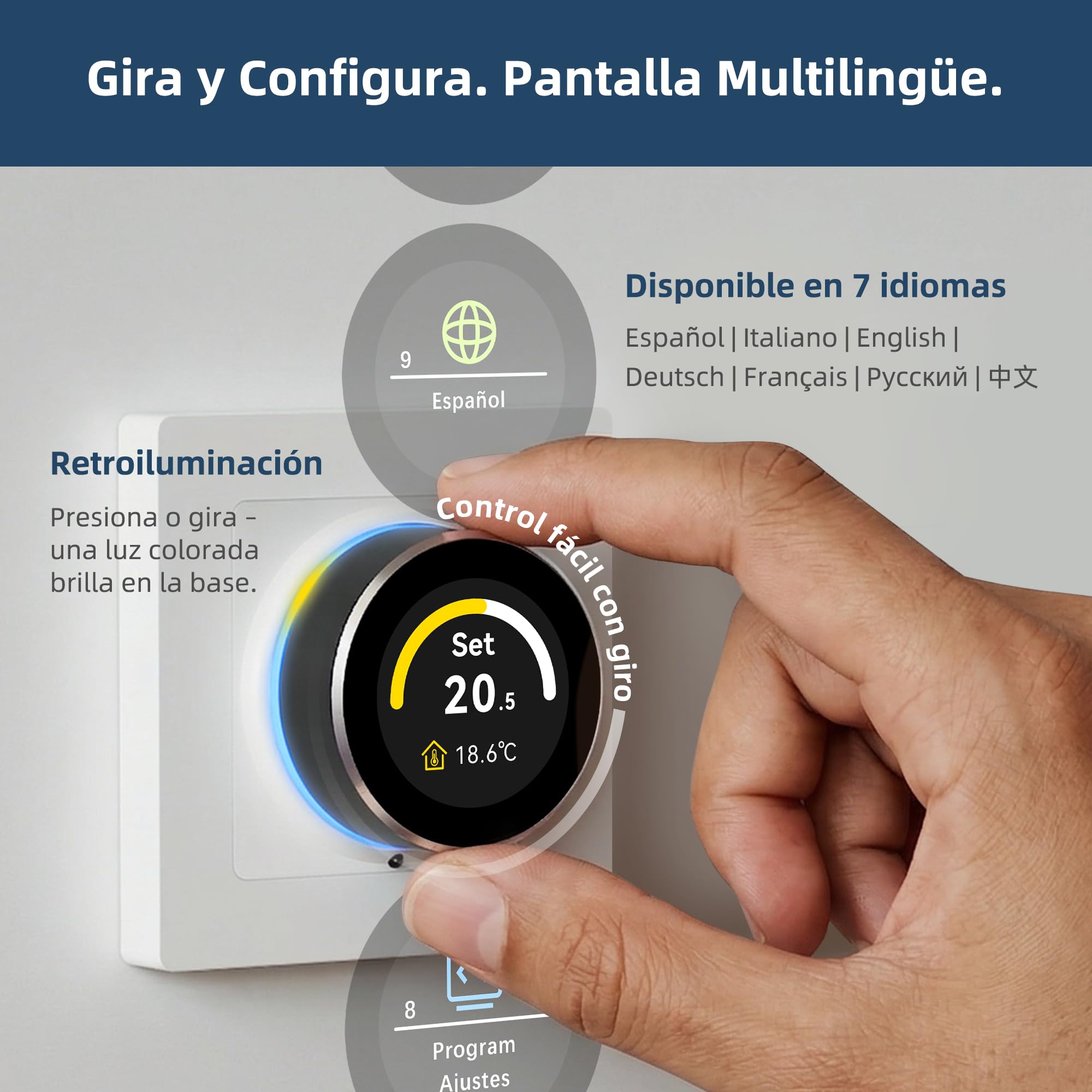 Termostato para calderas Beok con conexión Wi-Fi, programable por días, con control por voz compatible con Google Assistant y Alexa. Apto para calderas de agua o de gas con contactos secos, 100-240 V.