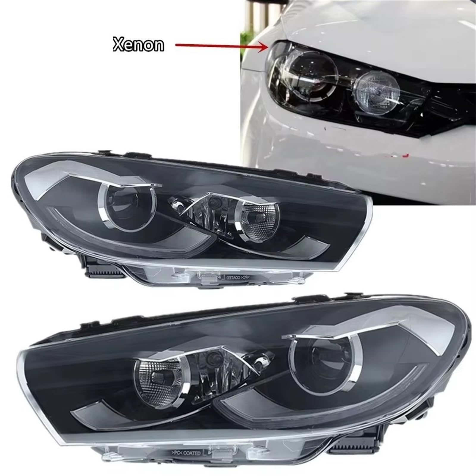 Gruppo fari per Auto per VW Scirocco R 2009-2017, Gruppo fari per Auto, Lente bifocale, indicatori di direzione, Coppia di luci ()