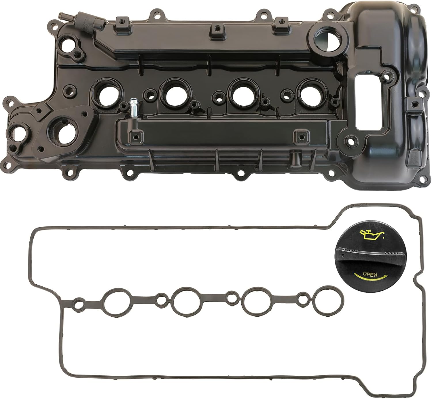 Aluminum Engine Valve Cover Compatible with 2012-2021 Hyundai Accent Sonata Veloster Tucson Elantra Kona 2012-2021 Kia Forte5 Forte Koup Rio Soul Optima 1.6L Replace 224102B610