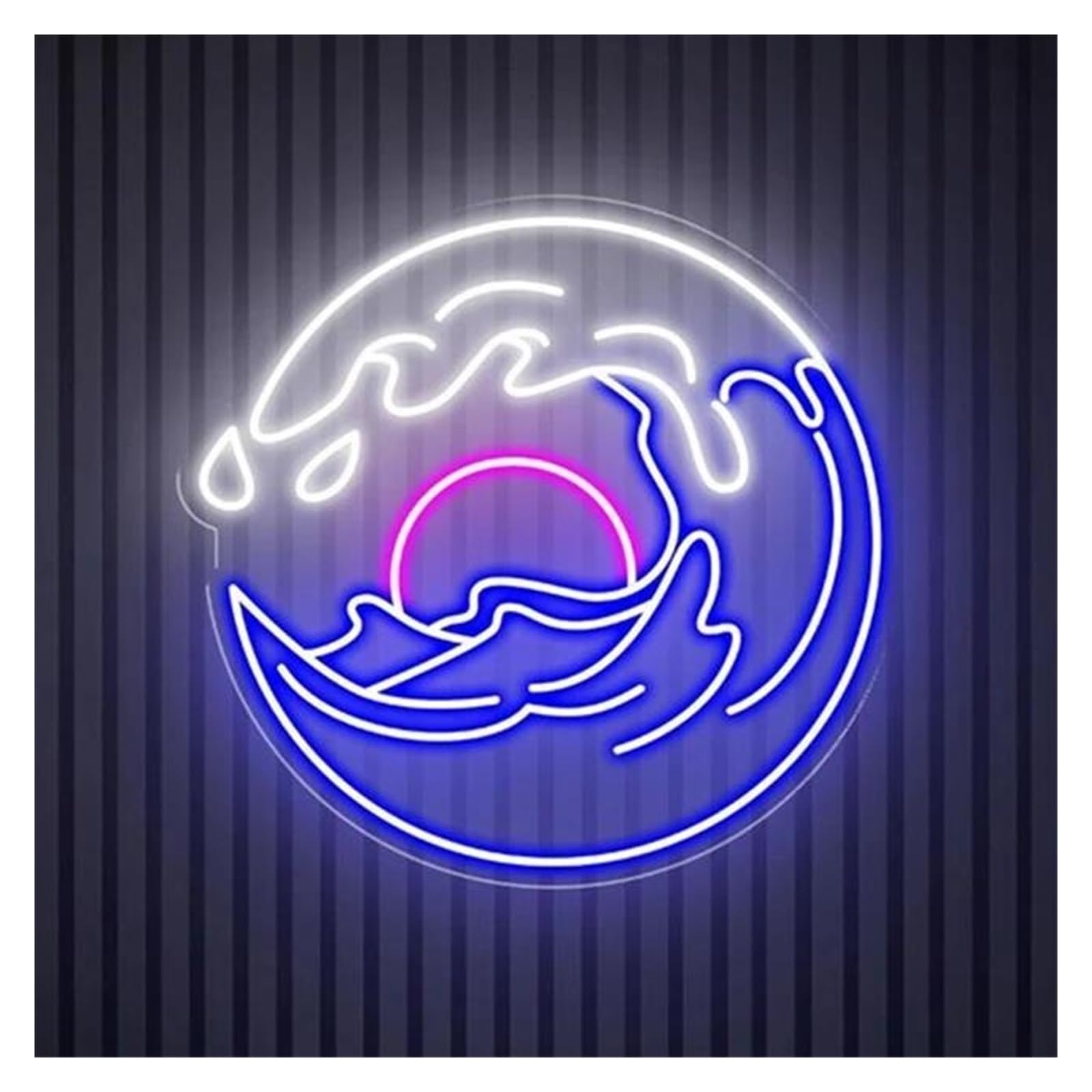 Shouxi B Sign Lamp Sun Wave Neon Sign Sunset Led Light Dimmable For Edroom Ar Pu Home Wall Decor 55Cm