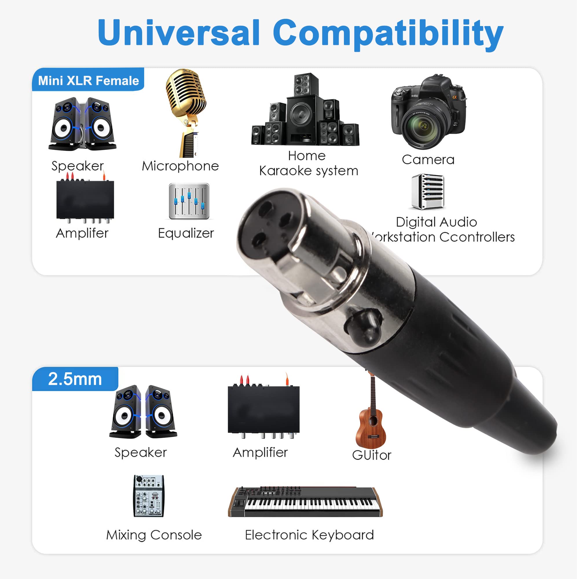 5 Connettori XLR Maschio 3 Pin - Per Microfoni E Audio Professionale, In Metall Con Isolamento In Gomma - Foto 13