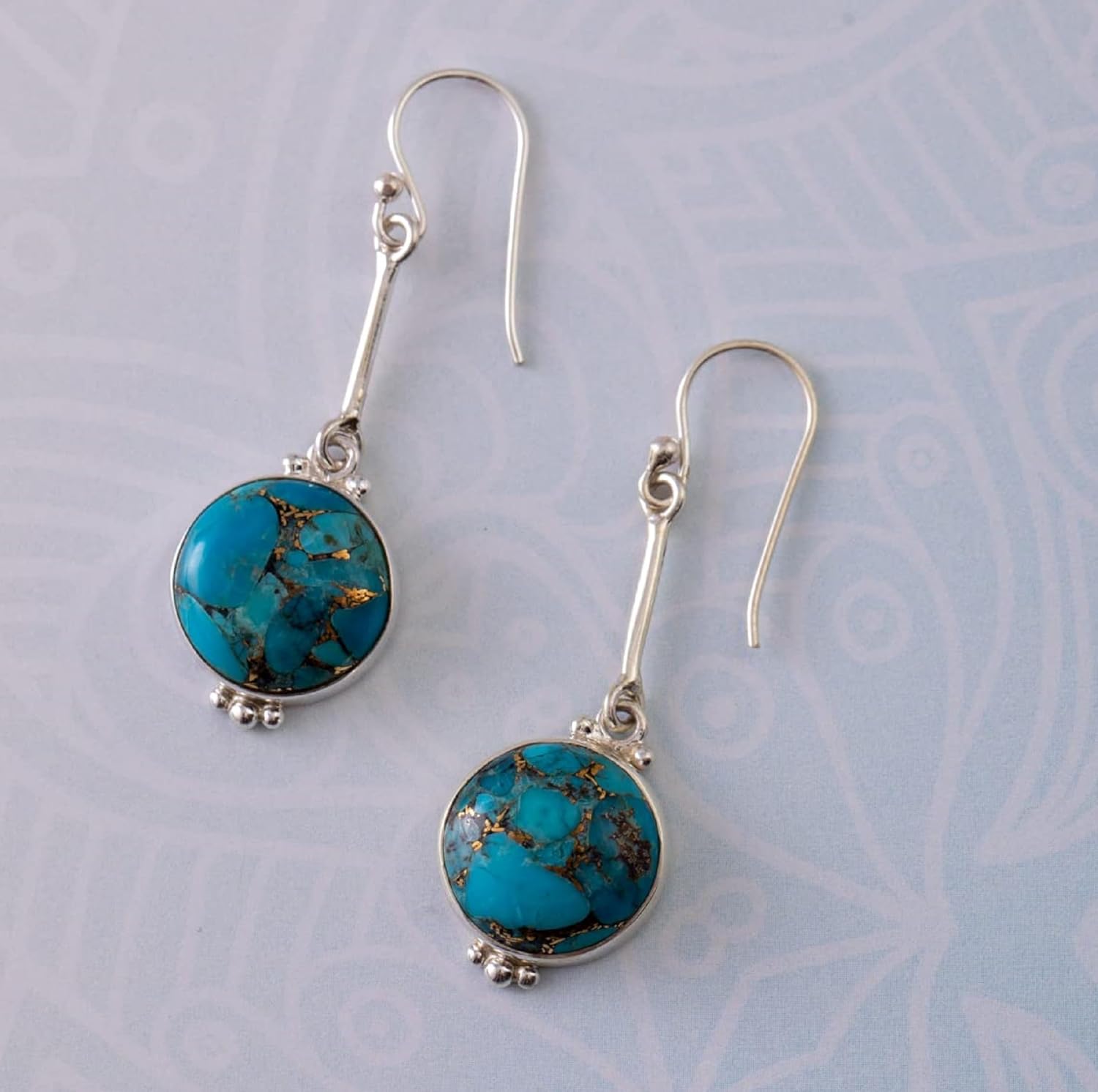 Turquoise Earrings 925 Sterling Silver Drop Dangle Earrings for Women Western Boho Earrings Southwest Turquoise Jewelry Birthday Gifts for Women - Image 5