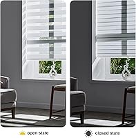 Vista 13 de Persilux Cordless Zebra Blinds for Windows Free-Stop Roller Window Shades (22" W X 64" H, Grey) Dual Layer Light Control for Day and Night, Light