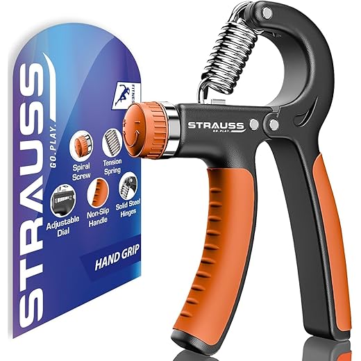 Strauss Adjustable Spring Hand Exerciser | Finger Exerciser| Hand Grip Strengthener for Men & Women (Multicolor)