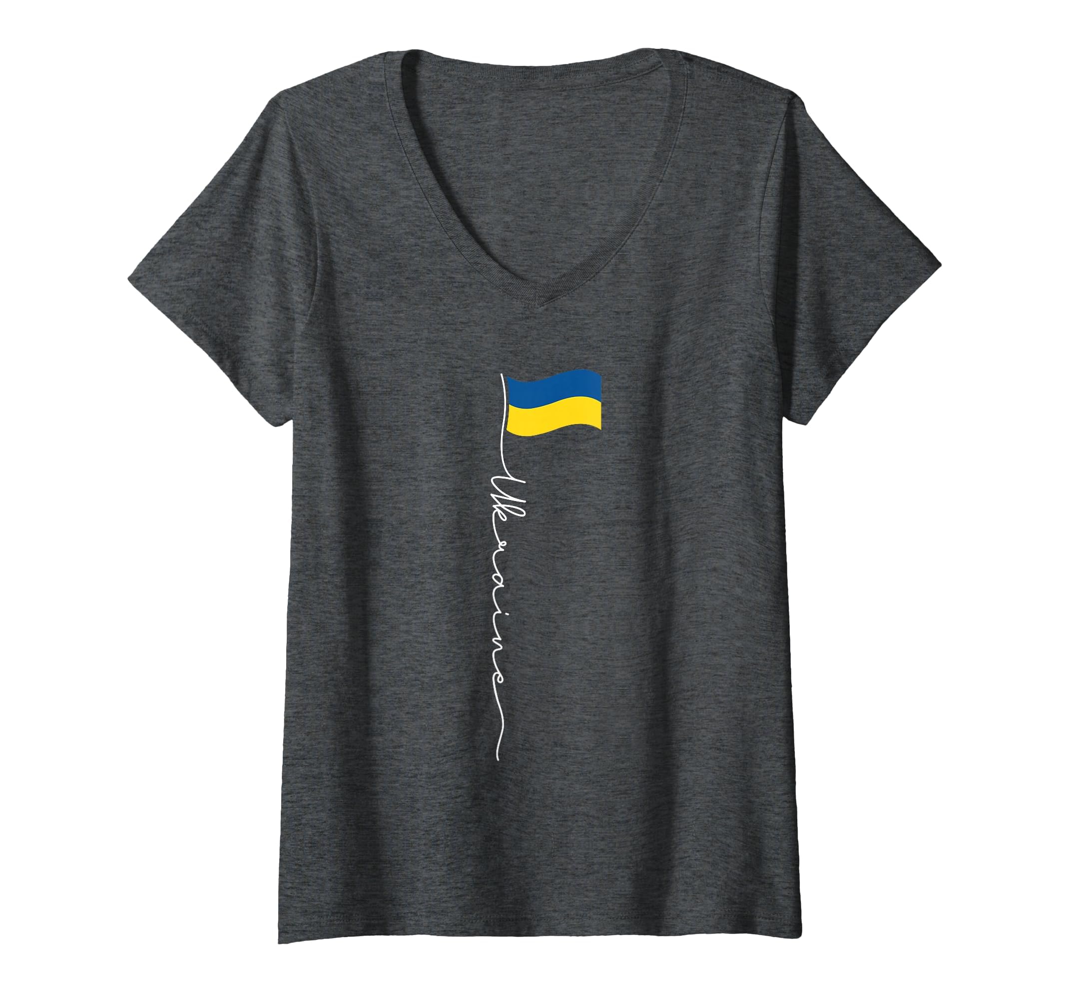Women's Ukraine Signature Flag Pole - Patriotic Ukrainian Flag V-Neck T-Shirt