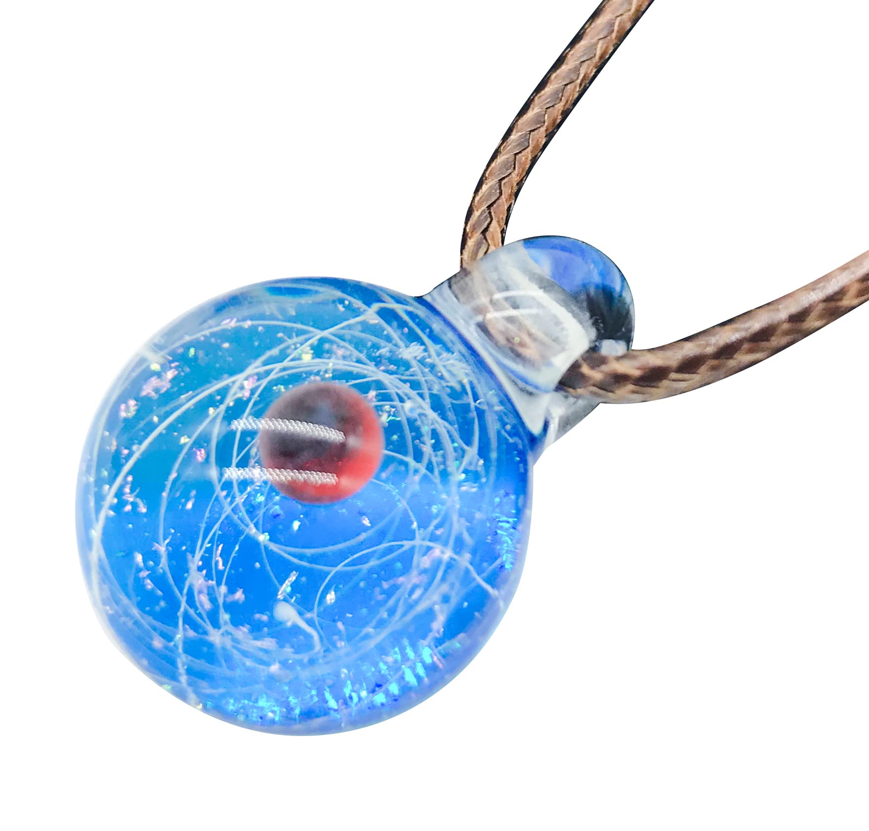 BouaegrUnique Design Glass Universe Ball Necklace Galaxy Planet Pendant Nebula Ribbon Vortex Cosmos Series (Babysbreath)