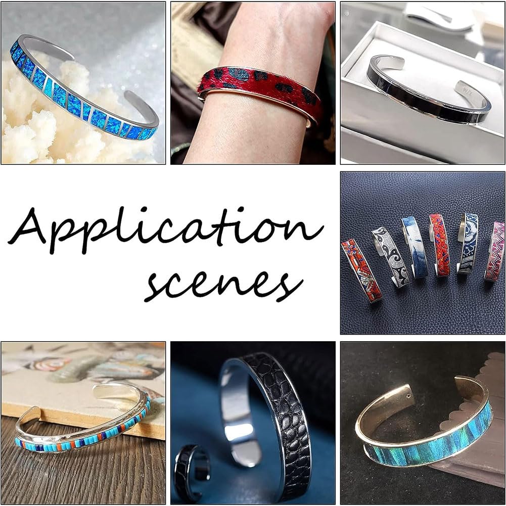 Lot 4 Bracelets Manchette C Ouverts Rainurés Acier Inoxydable – 4 Couleurs – Support Élastique Cheveux & Bijou – Accessoire Bricolage