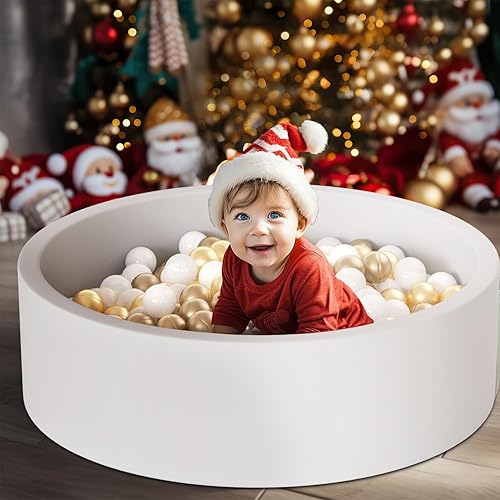 Kirumie Piscinas grandes para niños pequeños, incluye 300 pelotas de bebé, tamaño de 39.4 x 11.5 pulgadas, pozo de bolas para bebés, pozo de bolas