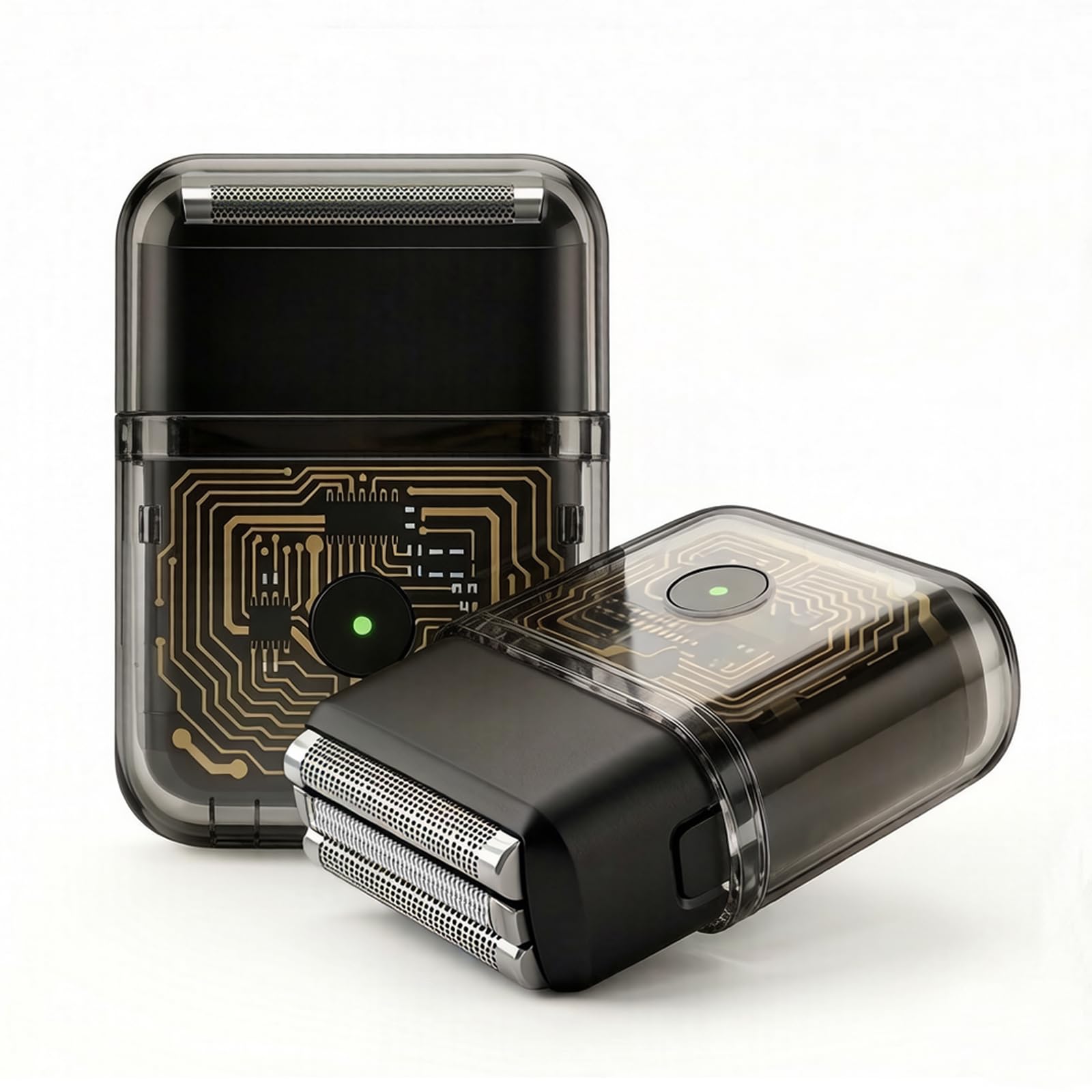 Travel Razor for Men, USB-C Charging Portable Foil Shaver (Clear Black)