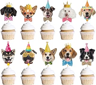 Dog Birthday Party Decorations, 40PCS Dog Cupcake Toppers, Pet Theme Birthday Party Decorations Supplies Puppy Cake Topper Decor - Buy now