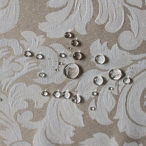 Miniatura 2 de Tektrum Mantel redondo de damasco jacquard de 90 pulgadas, resistente al agua, a prueba de derrames, resistente a las manchas, sin arrugas, ideal