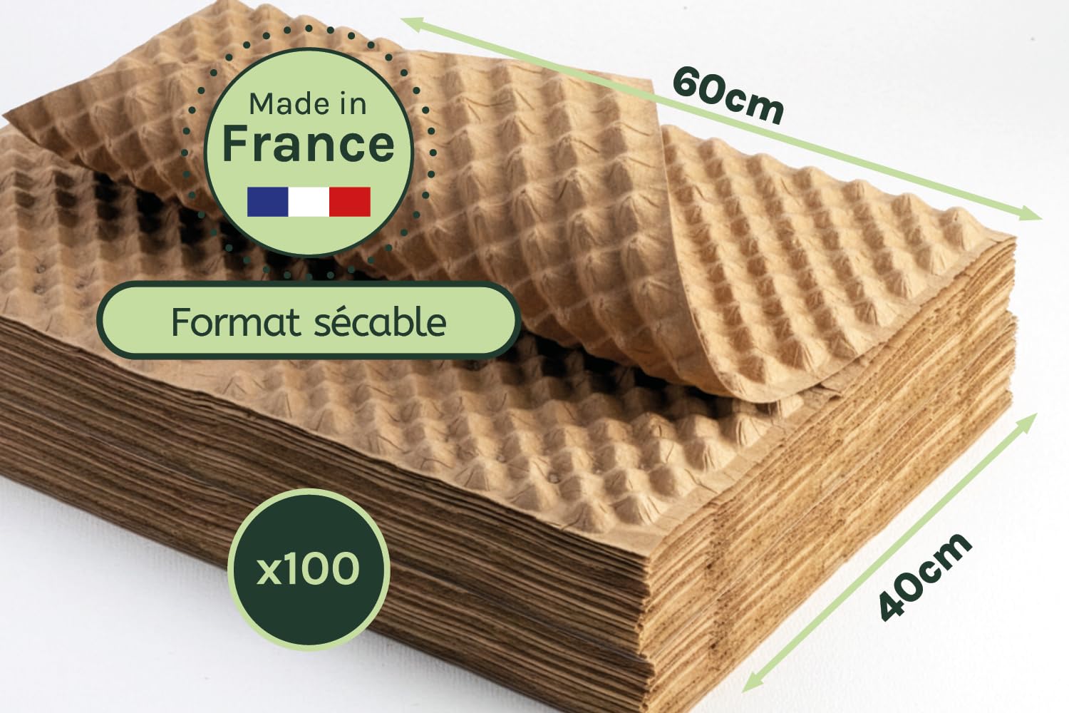Papier Bulle Écologique Kraft 100 Feuilles 60×40cm - Emballage Colis Déménagement - Recyclable Biodégradable