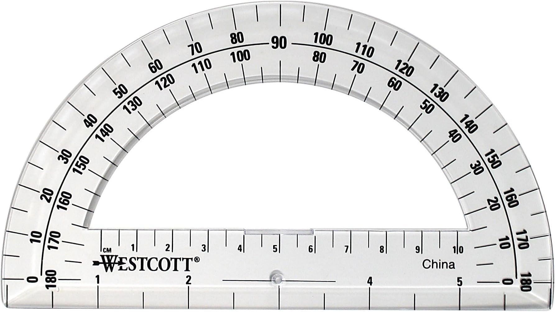 Westcott 6-Inch Plastic 180 Degree Protractor, Clear