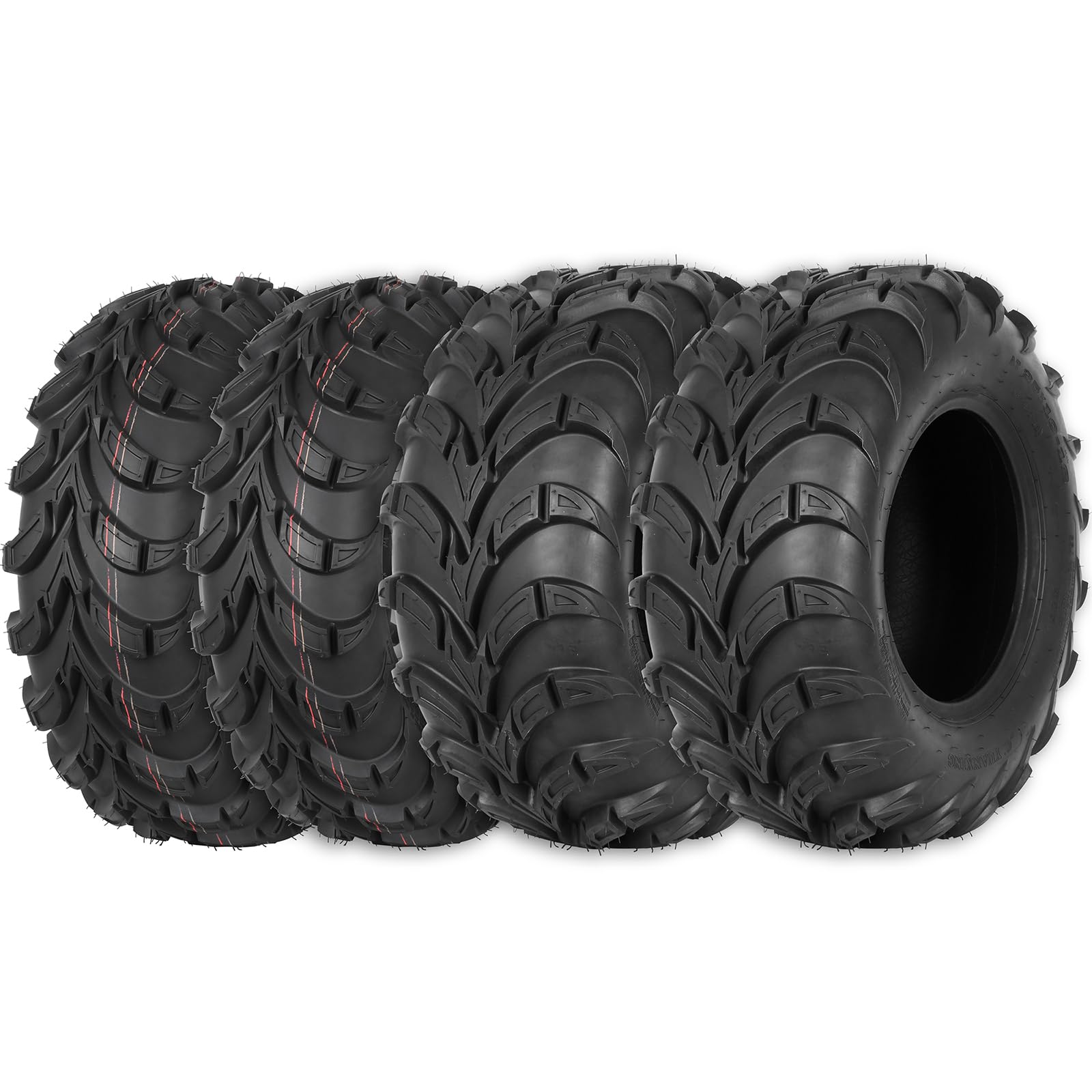 Weize ATV Tires All-terrain 25x8-12 Front & 25x10-12 Rear, 6 PR, UTV Tires Max Load 480LBS, Set of 4