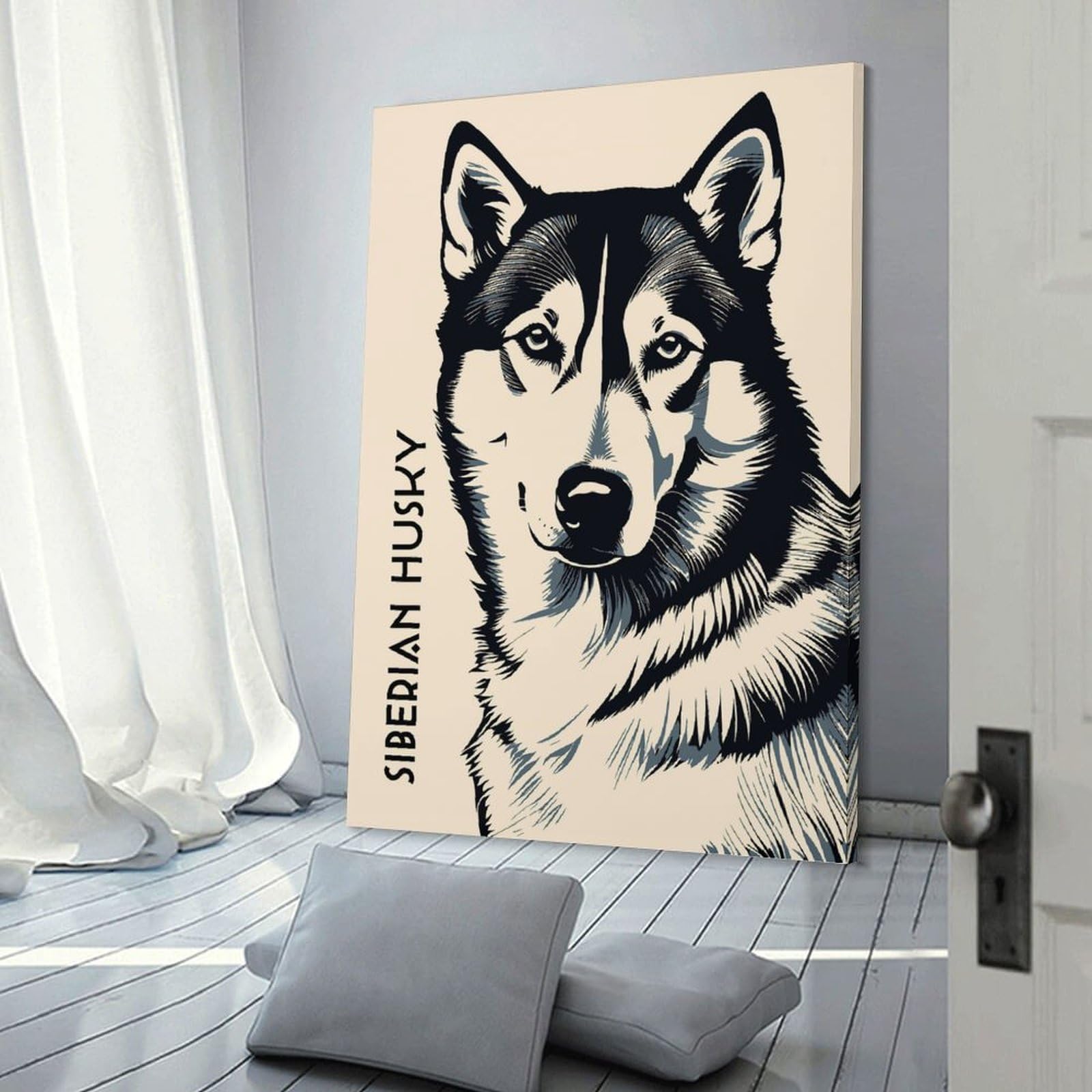 Junmoney Siberian Husky(2) Home Decor Wall Art, 20x30inch(50x75cm), for Home, Office, Studio Or Guest Room, An Adaptable Decor Piece for Home Use