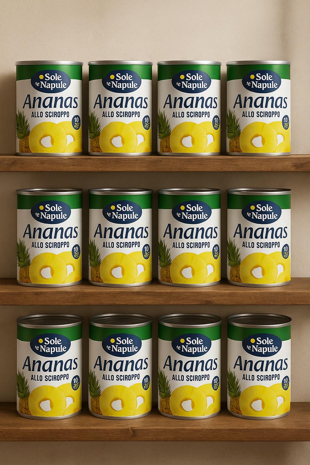 Ananas a Fette allo Sciroppo – 12 Lattine da 565g – 10 Fette per Lattina – Frutta Tropicale in Sciroppo Leggero – Pronte da Gustare – Ideali per Dolci, Dessert e Ricette Salate