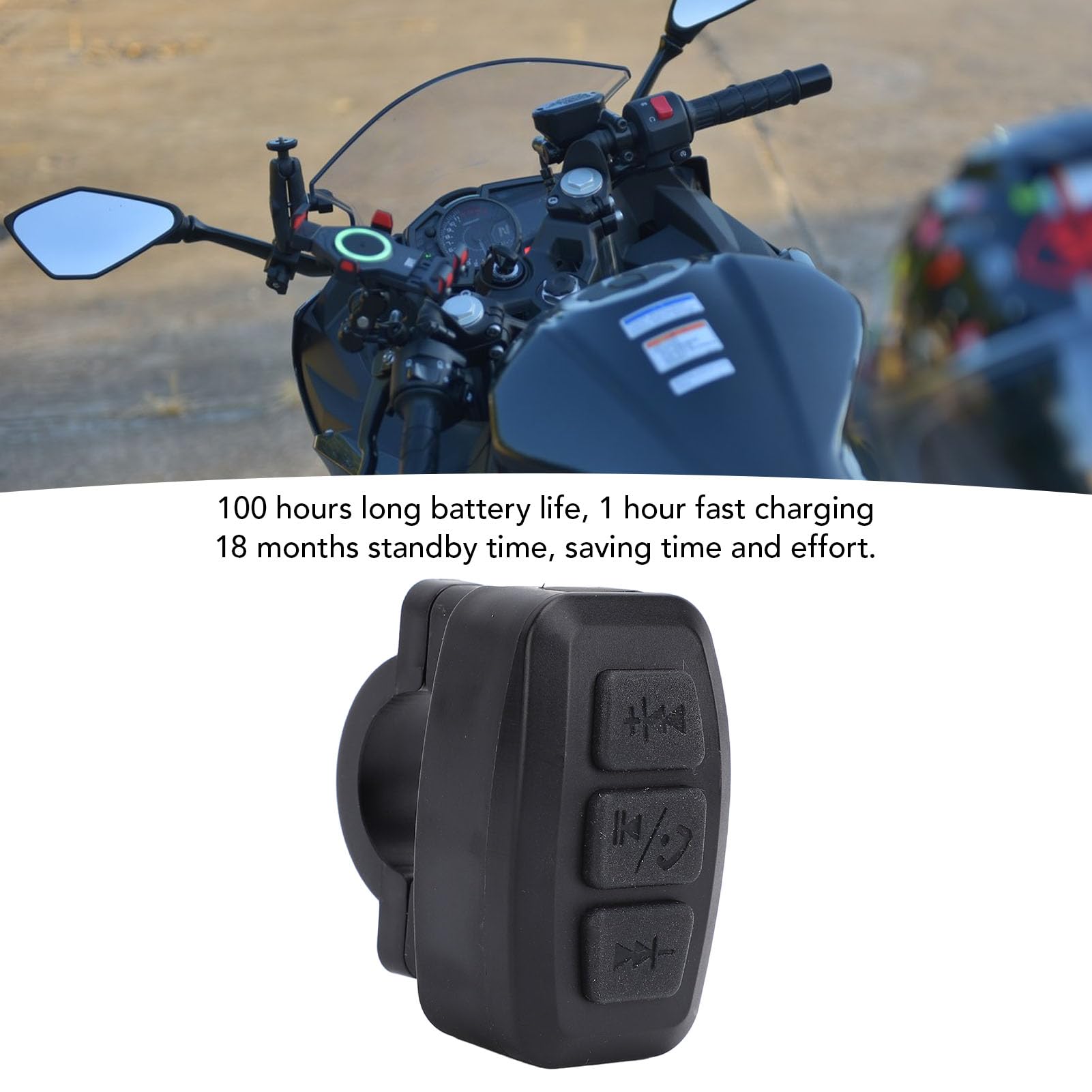 Bluetooth Fernbedienung Wasserdicht Wiederaufladbar Lenkrad Musik Auto Fahrrad Motorrad für Android (Black)