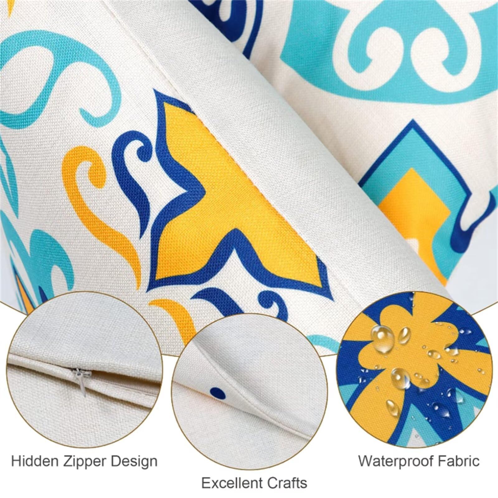 Lot De 2 Housses De Coussin Extérieur 70x90 Cm - Imperméable, En Lin/velours, Fermeture éclair Cachée, Pour Jardin, Terrasse, Salon - 13