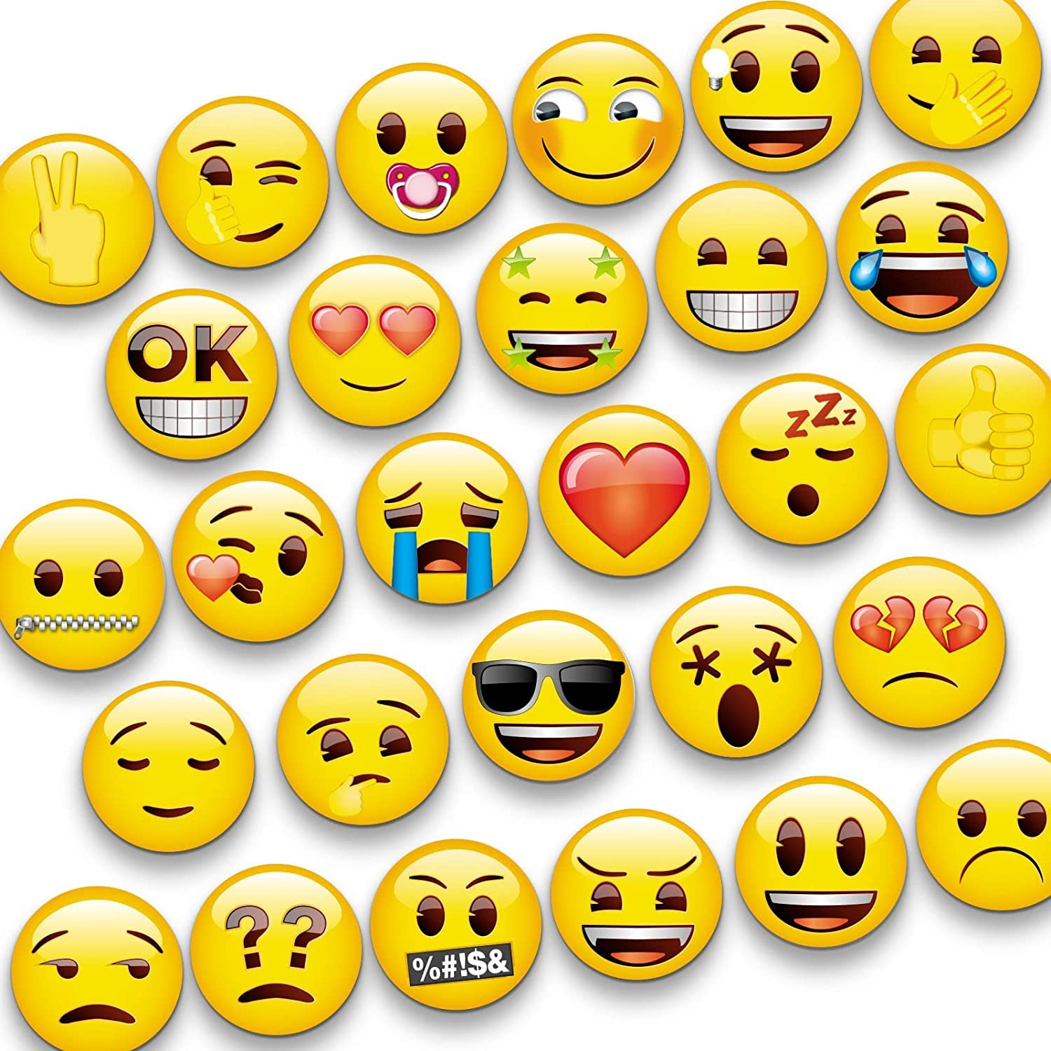 Laywvco 28Pcs Emoji Refrigerator Magnets Fridge Magnets for Locker Whiteboard Decorative Magnets