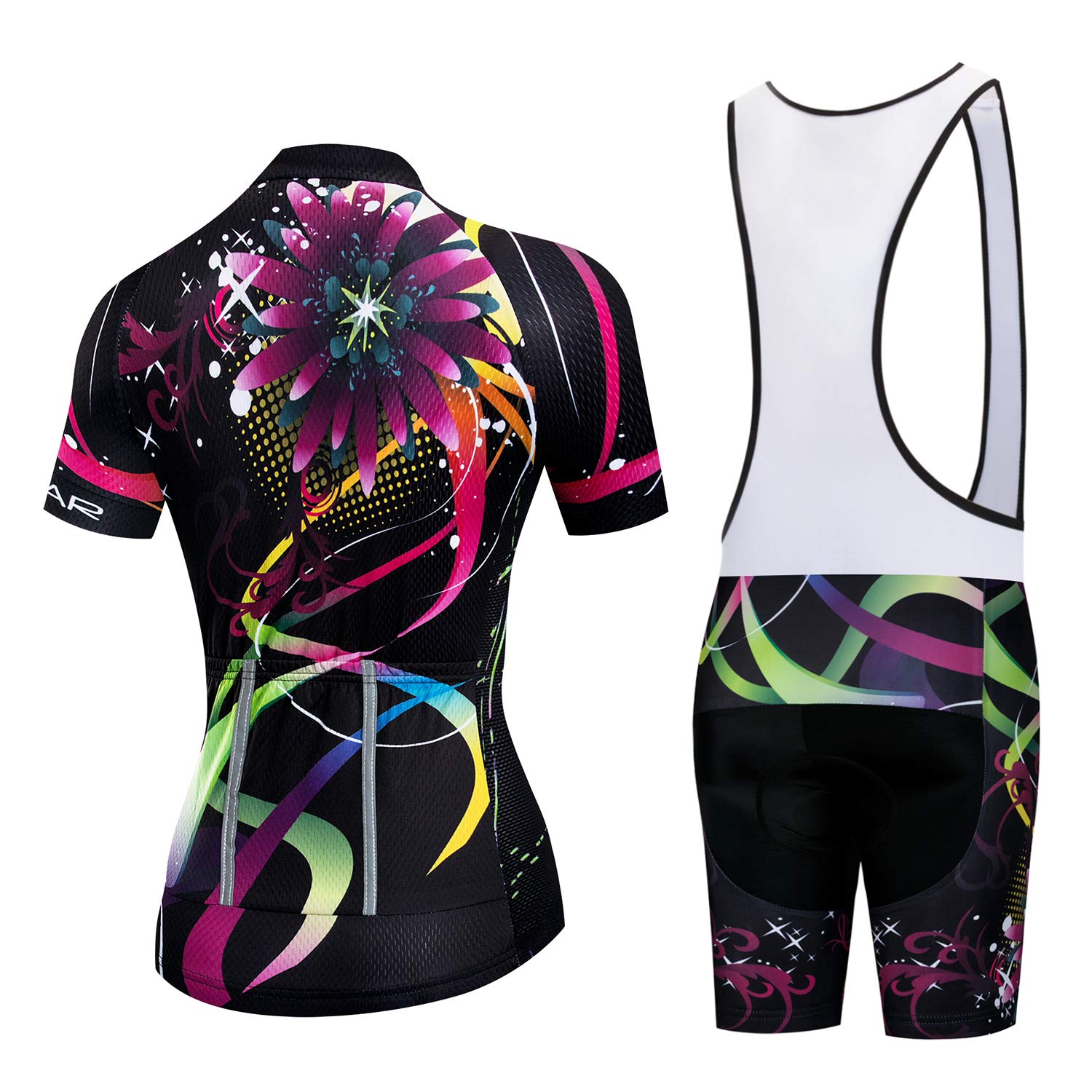Womens Cycling Jersey Bib Sets Sports Breathable Padded Cycling Clothing Cycling Wear Summer Black Purple M
