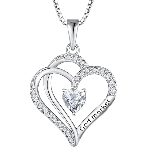 STARCHENIE Godmother Necklace Sterling Silver Heart Pendant Cubic Zirconia Jewelry for Women