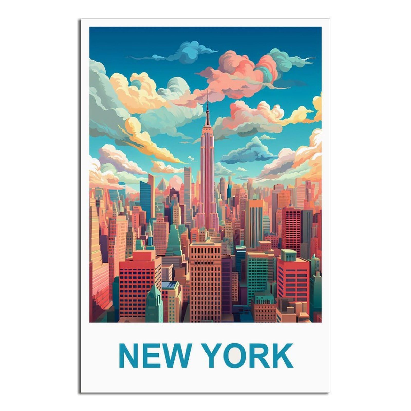 EZMLFA 5D Diamond Painting Kits for Adults,New York,DIY Full Round Drill Diamond Dot Gem Art Kits for Adults,Crafts for Decor 40x40cm