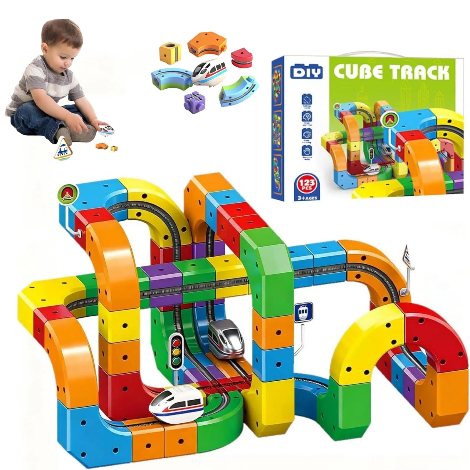 Ensemble de train électrique 123pcs anti-déraillement : voies intégrées 3D Clickrail - 8