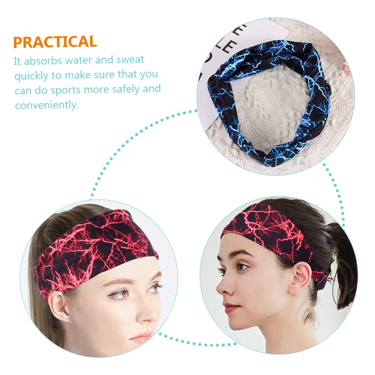 Abaodam Cinturón Antitranspirante para Fitness Bandas Elásticas para El Cabello Diadema para Entrenamiento con Banda para El Cabello Deportiva para Mujer Bandas Elásticas Que