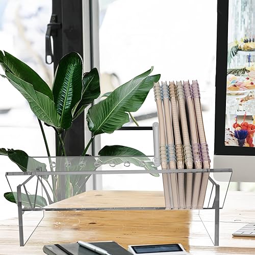 Miniatura 7 de Estantería de escritorio de acrílico transparente para revistas, CDs, libros de manga, organizador de almacenamiento, soporte para libros para