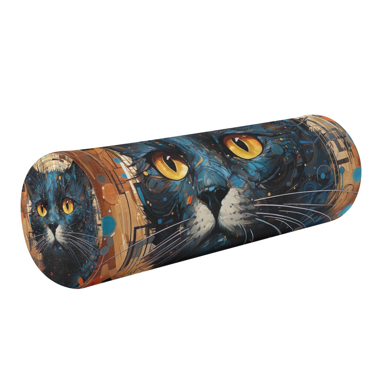xigua Cat Neck Roll Pillow for Neck Relief with Removable Washable Cover - Memory Foam Round Cylinder Bolster, Ergonomically Designed for Head, Neck, Back, and Legs