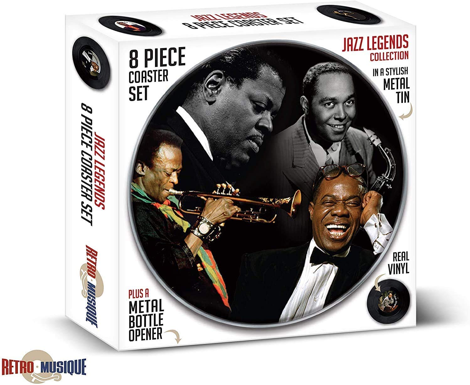 Amazon.com | Retro Musique Set of 8 Jazz Legends Vinyl Coasters