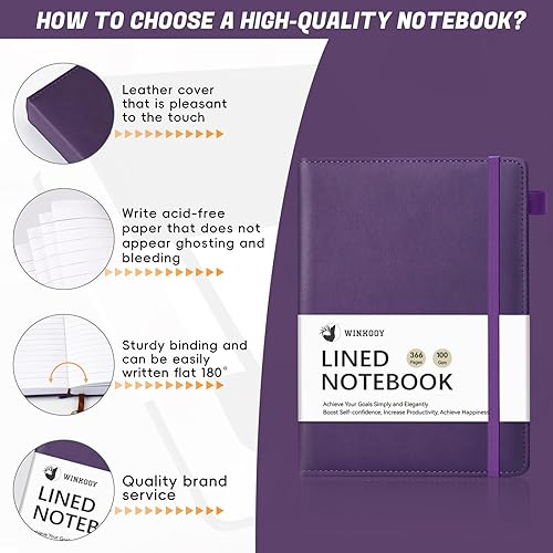 Miniatura 10 de Cuaderno de diario rayado, 366 páginas, diarios de tapa dura de cuero para escribir grueso A5, cuaderno clásico con rayas universitarias con lazo