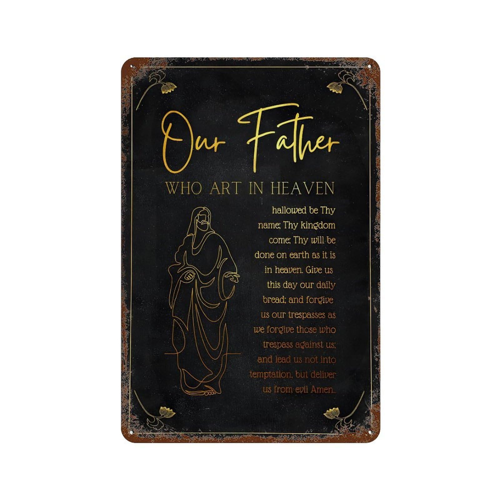 xiaoxiaoshen Bible Verse Wall Art Our Father Prayer Wall Decor Art Metal Tin Poster Modern Home Decor Art Home Bar Shop Decorations Vintage Sign 30x20cm