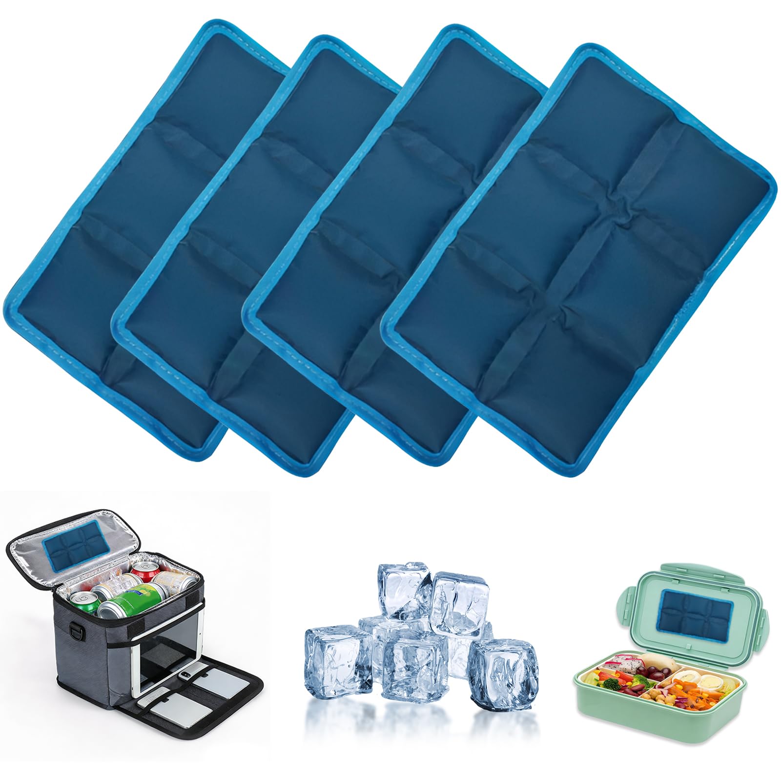4 Pezzi Ghiaccioli per Borsa Frigo, Ghiaccioli Morbidi Riutilizzabili per Borsa Frigo, Mattonelle Ghiaccio, Ghiaccio per Borsa Termica, Elementi Refrigeranti, per Viaggi, Scuola, Picnic