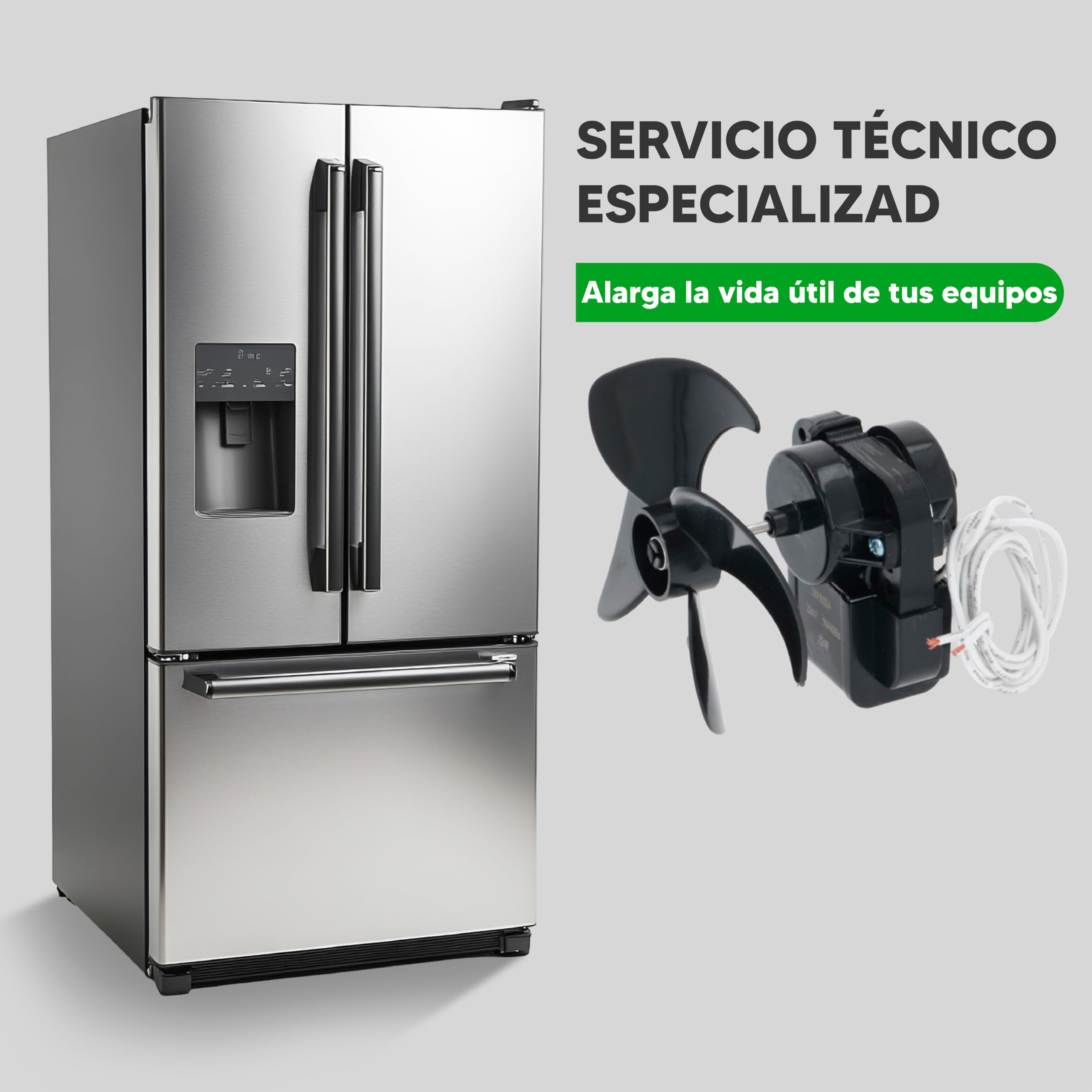 REPORSHOP - Motor Ventilador Frigorífico No Frost Compatible con Fagor y Zanussi - Códigos 481936170011, 512023200, 651015834, 92129063, M57512023200-220-240V - 6W - 30/60Hz - Diámetro Ø3x28mm