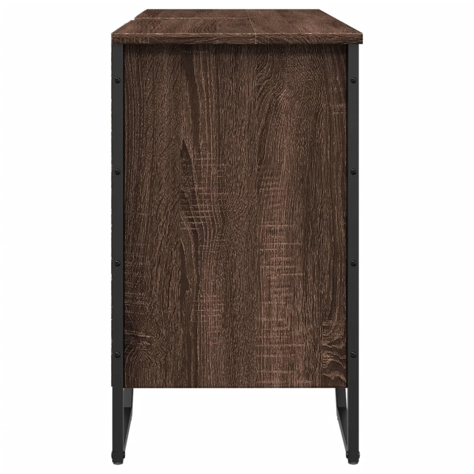 Szafka pod umywalkę, brązowa, imitacja dębu, materiał drewnopochodny, 91 x 35 x 60 cm, meble łazienkowe do nowoczesnej łazienki