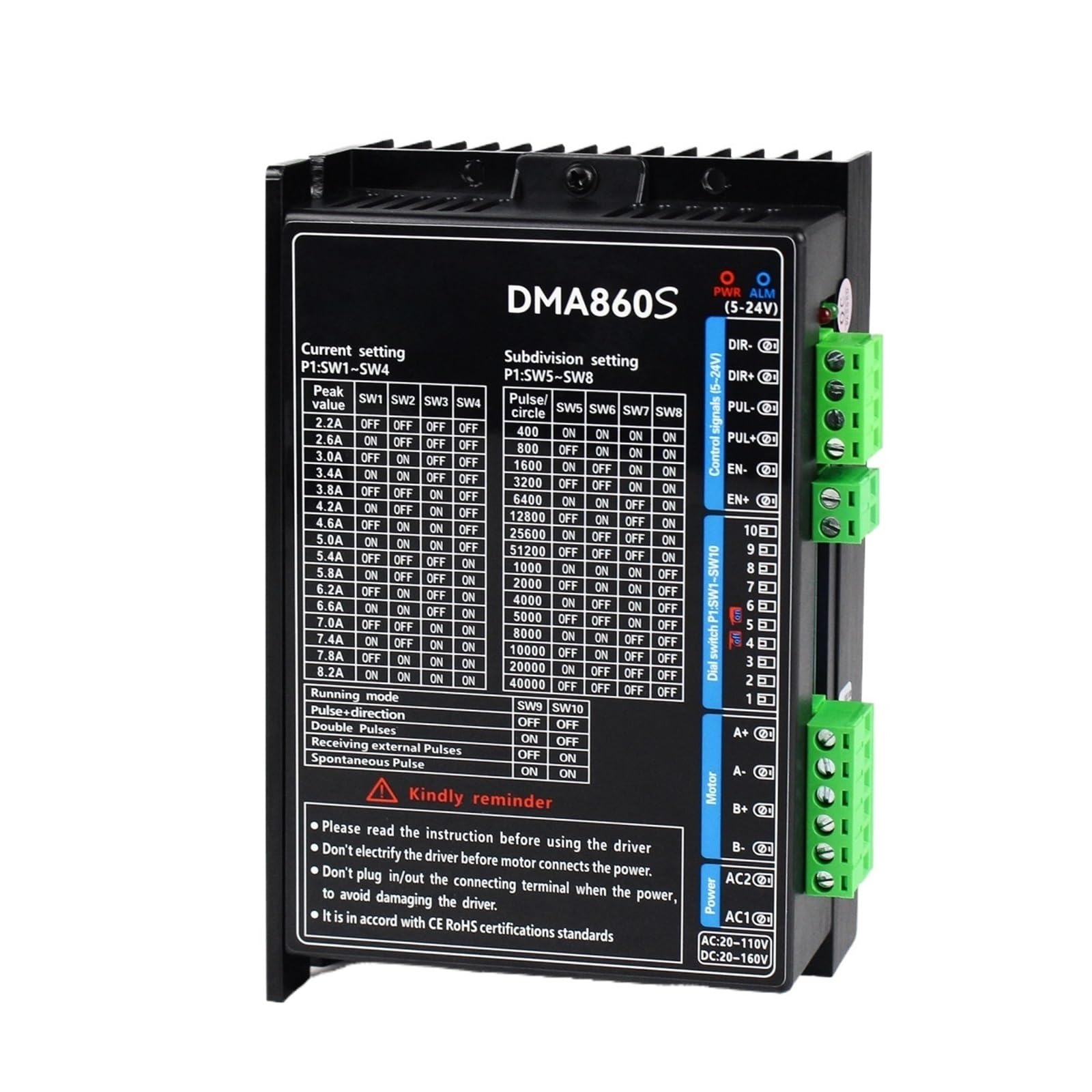 Driver DMA860S 2,2A-8,2A pour motoriser une table de découpe ou CNC 34