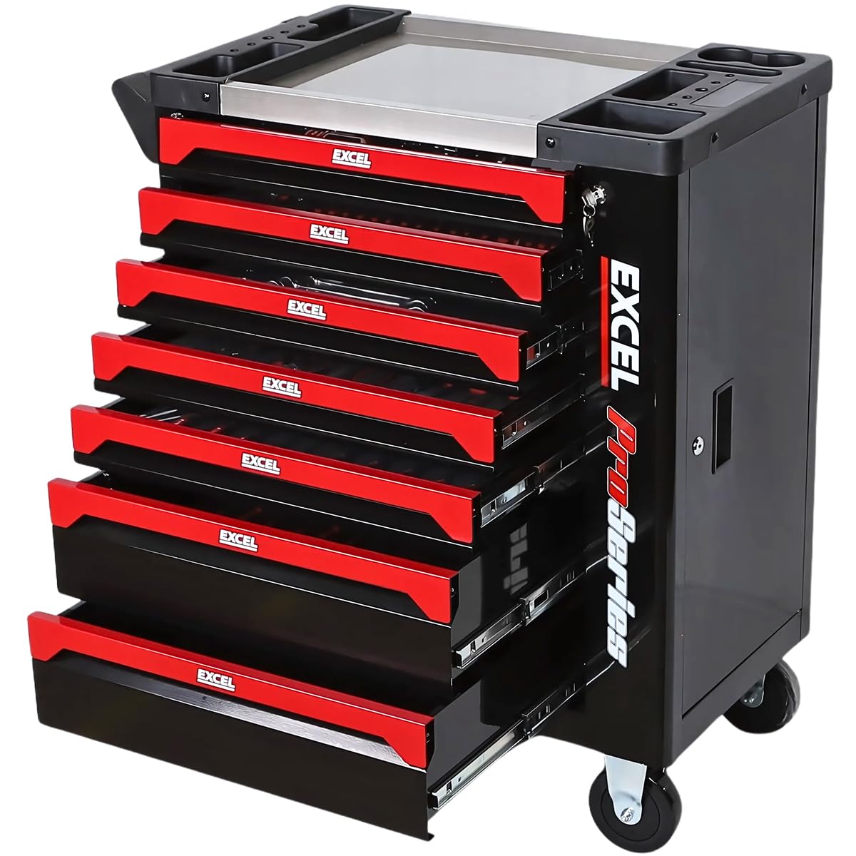 Steel Workshop Storage Trolley - 7 Drawer Tool Chest Cabinet - 249 Piece