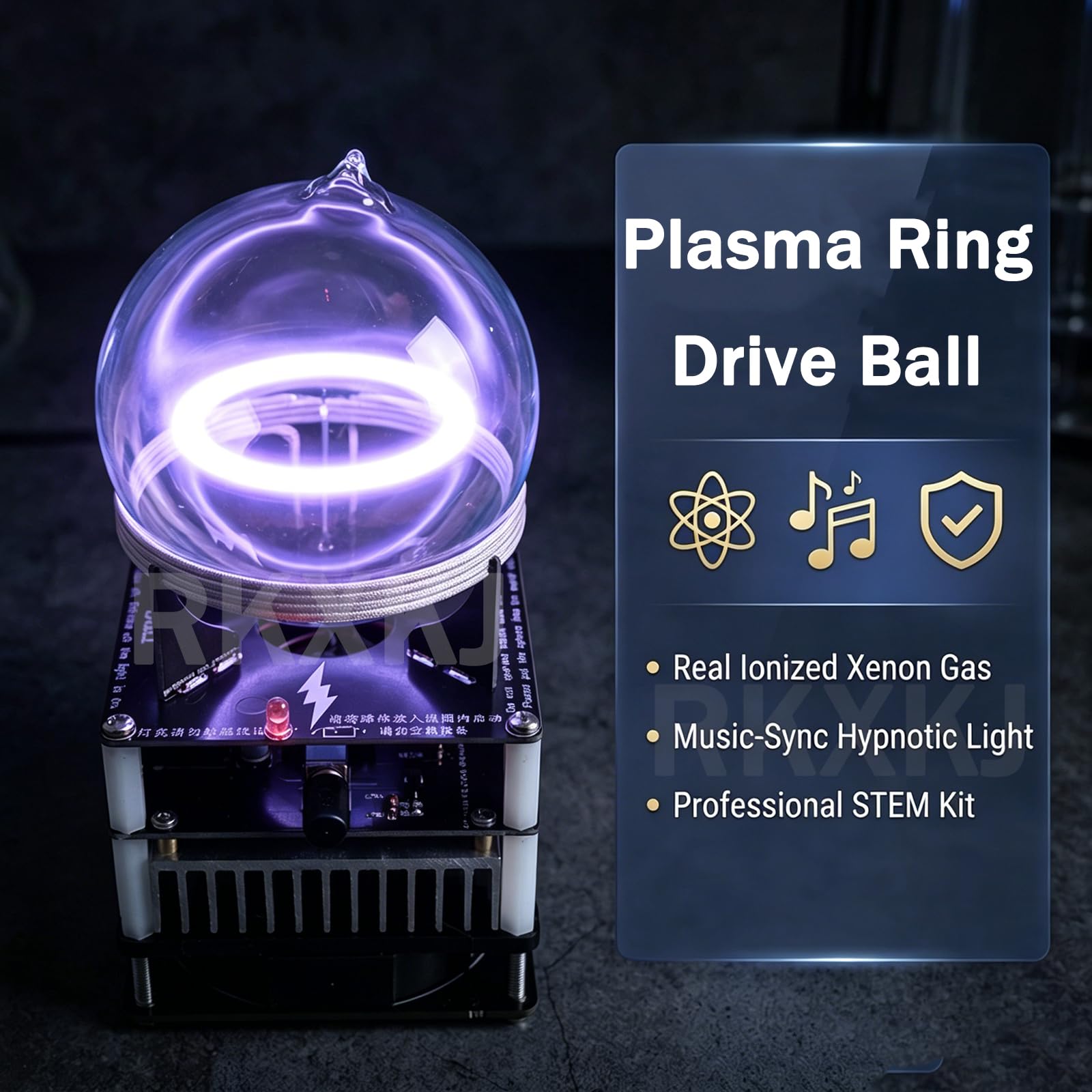 Bola de transmisión de anillo de plasma, esfera de plasma de vidrio de 3.5 pulgadas con placa de circuito, para proyectos científicos, decoraciones de fiestas, actividades al aire libre, visualización