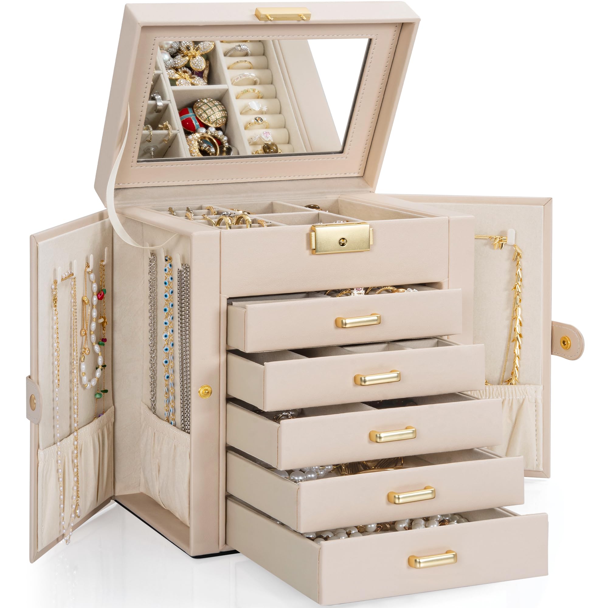 (KJC04-15)RAIKI Jewelry Box付 3段チェスト 展示品 Amazon.com: TORIBIO Large Jewelry Box for Women, Leather Jewelry